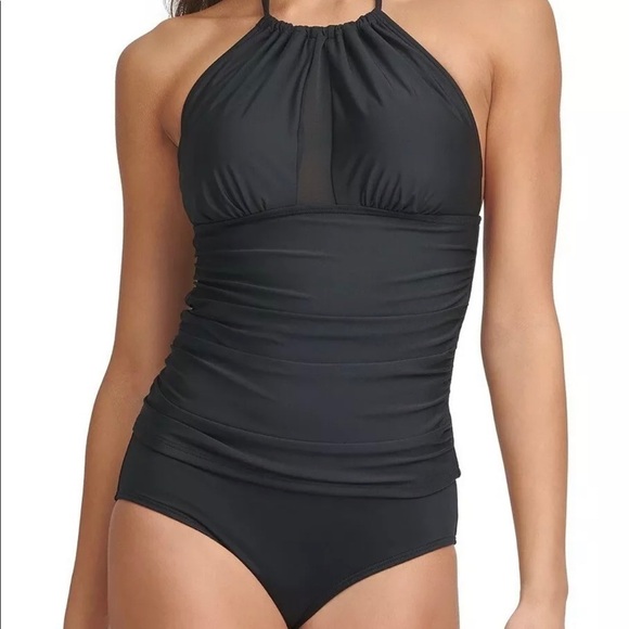 Calvin Klein BLACK Halter Tankini Swim Top, US Large - Picture 1 of 2